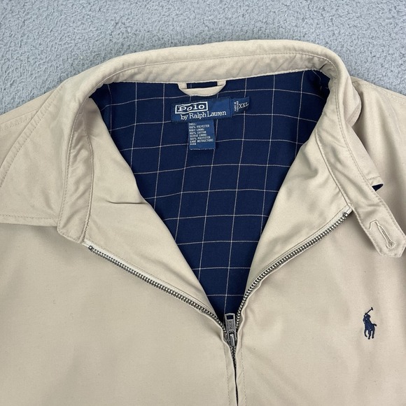 Vintage Polo Ralph Lauren Jacket Mens XXL 2XL Beige Plaid Lined Full Zip Bomber - Picture 1 of 11